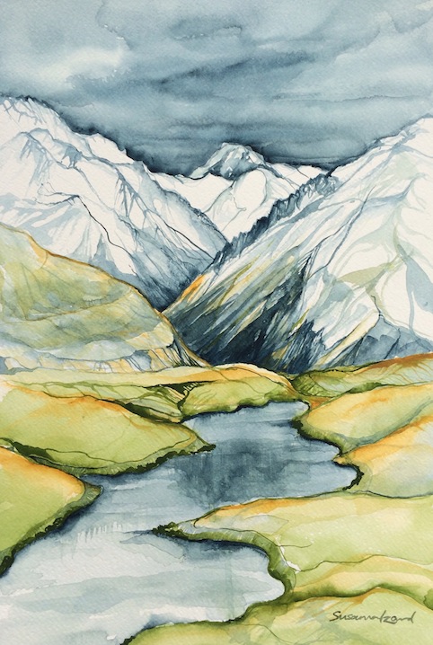 Susanna Izard | Lake Alexandrina | watercolour | McATamney Gallery | Geraldine NZ